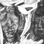 Study for Self-Reflection -2 - 1974 - Pen and ink - 15cm square 