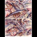 A conversation with 3 dead fish -details - 1989 - Watercolour on paper - 59cm x 84cm 