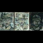 Self Portrait -studies with hats - 1982 - Watercolour on paper - 36cm x 78cm 