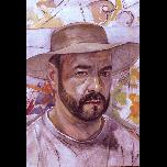 Mirror me 43 with hat - 1990 - Watercolour on paper - 50cm x 40cm 