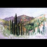 On the road to Corfu with Dan - 1991 - Watercolour on paper - 26cm x 36cm 