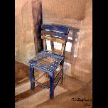 The Old Blue Chair -early morning -Karaincir - 1994 - Watercolour on paper - 30cm x 23cm 